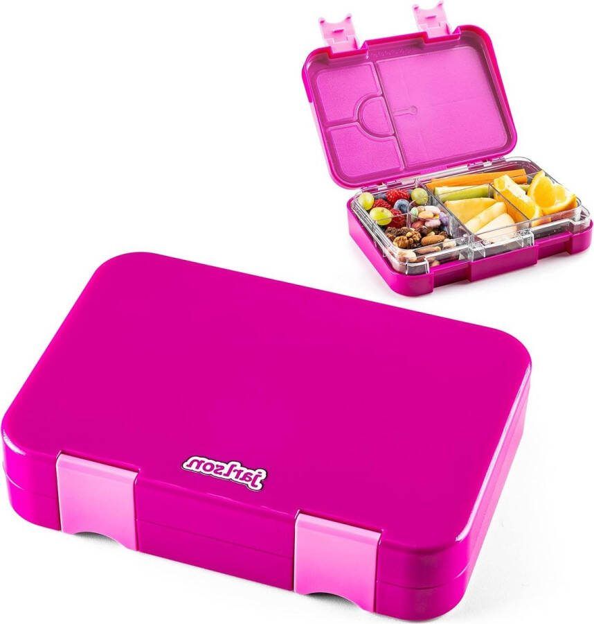 Toni Broodtrommel met 6 vakken lunchbox lekvrije bento box voor kleuterschool en school paarse snackbox
