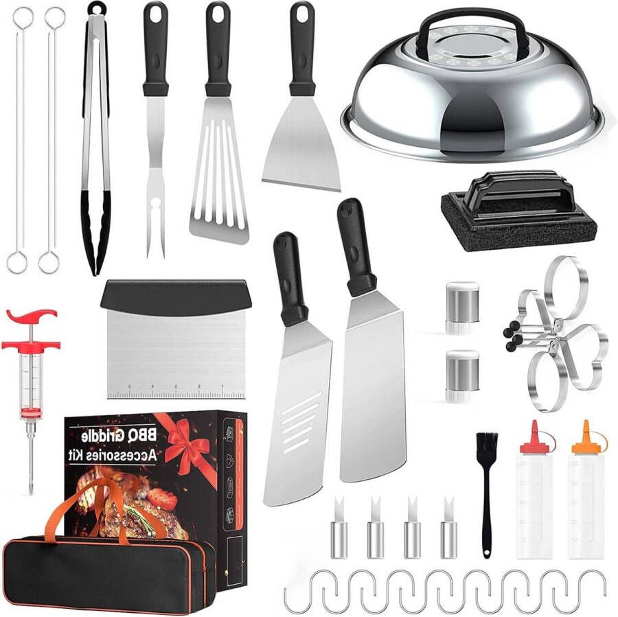 Top grillaccessoireset Barbecuegereedschapset voor Blackstone en Camp Chef Kookgerei set met schraper kabob spiesjes spatel tang eierring Voor buiten teppanyaki en gasgrill