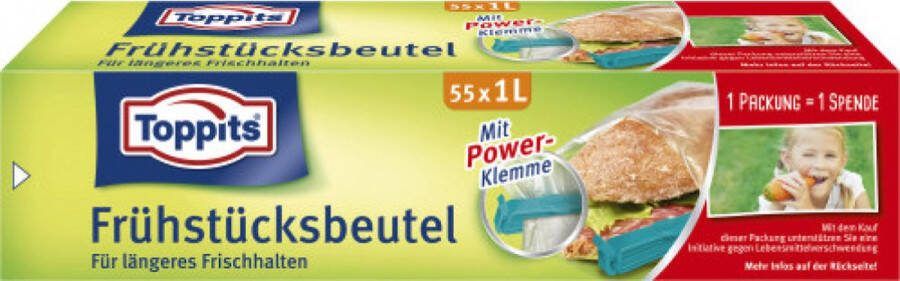 Toppits boterhamzakjes vershoudzakje met 1 zakklem 4 x 55 zakjes