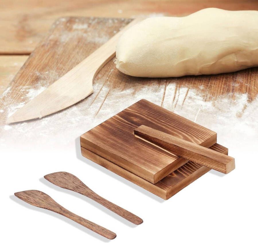 Tortilla Pers met Handvat voor Zelfgemaakte Tortilla's en Meer Houten Log Hout Fijn Deeg Persgereedschap Tortilla Press
