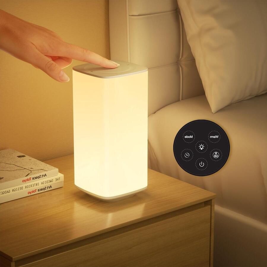 Touch-dimbaar nachtkastlampje met afstandsbediening LED-tafellamp op batterijen 256 kleuren en 3 modi Nachtlampje kindersfeer Bureaulamp met timerfunctie voor slaapkamer en woonkamer Nachtlampje volwassenen