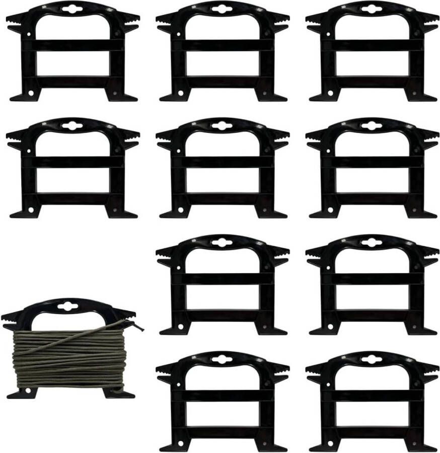 Touwwinder voor Paracord 5 stuks Paracord 550 Organizer touw opspoelapparaat parachute koord keeper vislijn kabelhaspels touworganizer gereedschap (zwart 10 stuks)