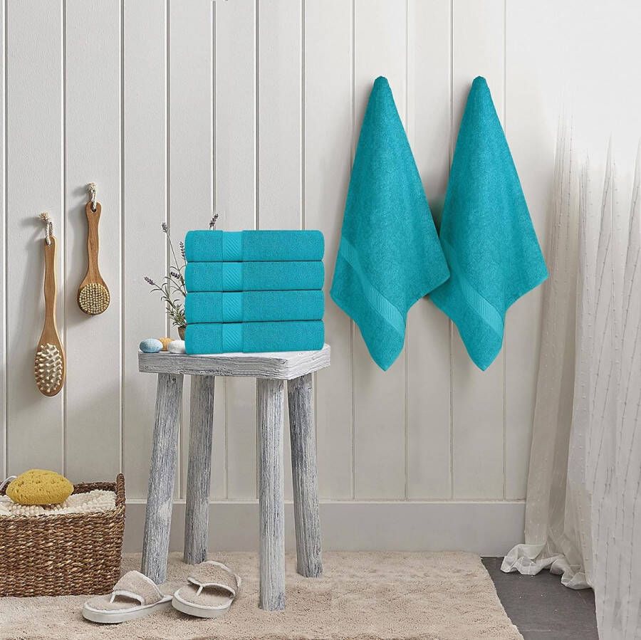 Towels Katoenen Handdoeken 60 x 120 cm Handdoeken voor zwembad spa en fitnessruimte Lichtgewicht en zeer absorberende Quick Drogen Handdoeken (Pak van 6) (Turkoois)