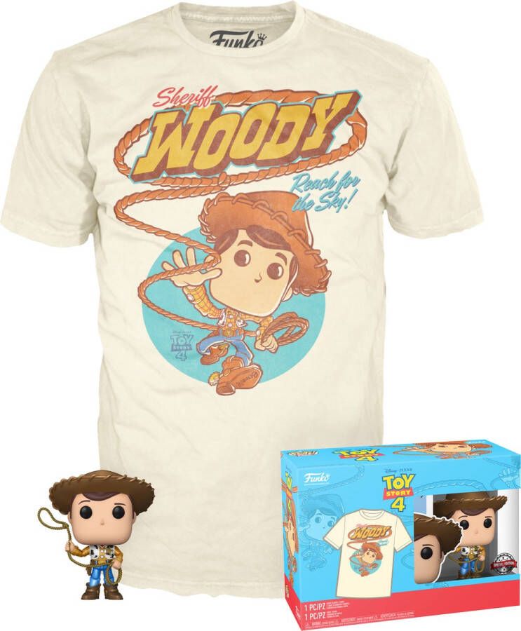 Funko Pop! & Tshirt Box: Disney Toy Story 4 Sheriff Woody Metal #522 Exclusive (Size M)