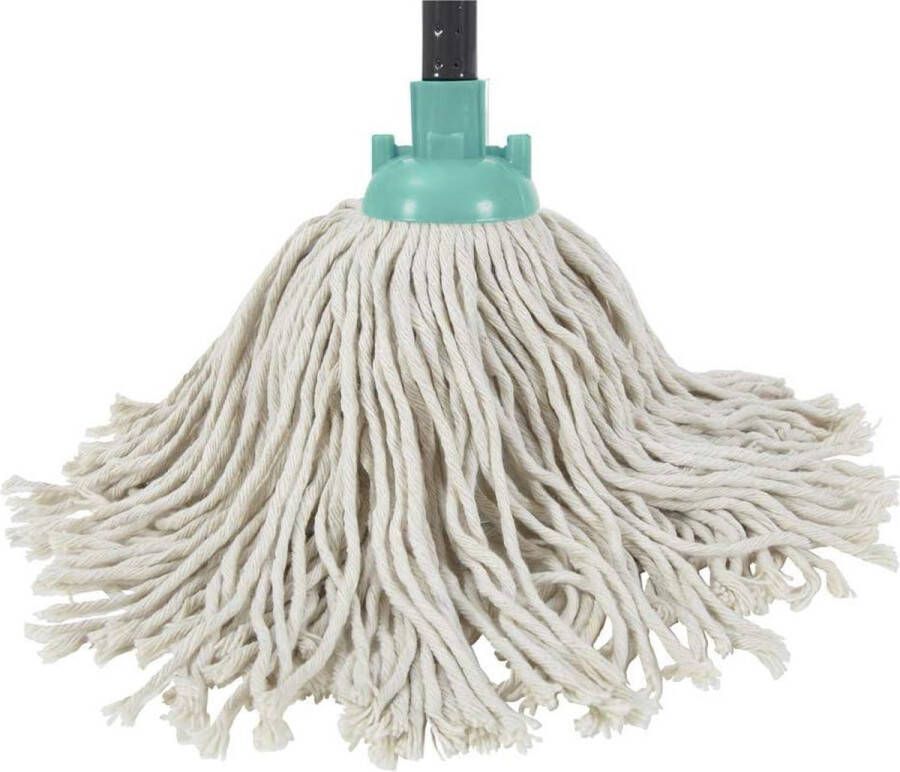 Traditionele String Vloer Mop Turquoise Grijs Van Puur Katoen