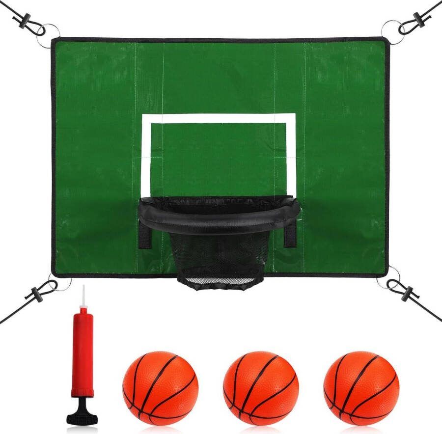 Trampoline Basketbalring Afgescheiden Rand Inclusief Mini Basketballen en Inflator Dunking Vierkante Trampoline Binnen en Buiten Kinderen Volwassenen