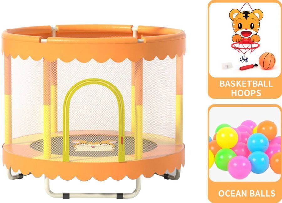 Trampoline inclusief veiligheidsnet 150cm oranje trampoline voor kinderen huishoudelijk speelgoed tot 100kg