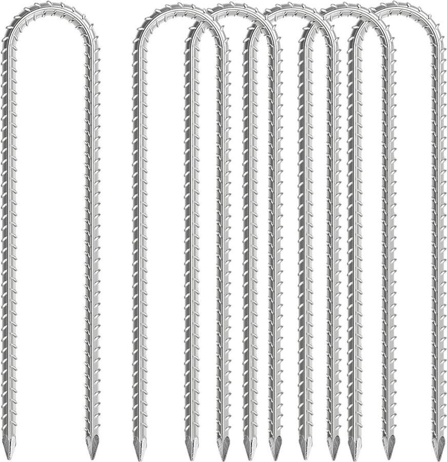 Trampolineharingen 30 cm Gegalvaniseerde grondharingen Zware ankers U-vormige wapeningsstaken Wrijvingsgrip ribbels Voor campingtentenluifels schuren poorten schommel