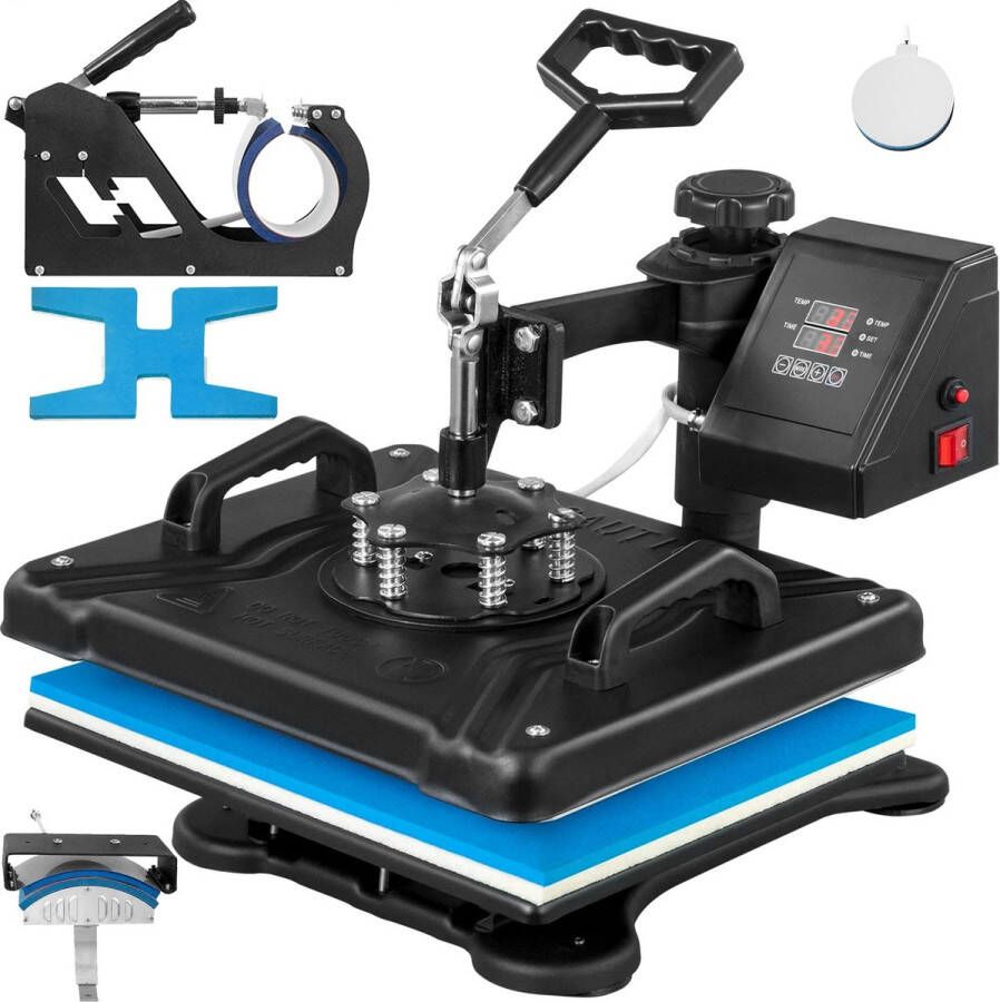 Transferpers Hittepers Heat press machine 5 in 1 Professionele Heat Press Zwart Digitaal LCD Display Zwart
