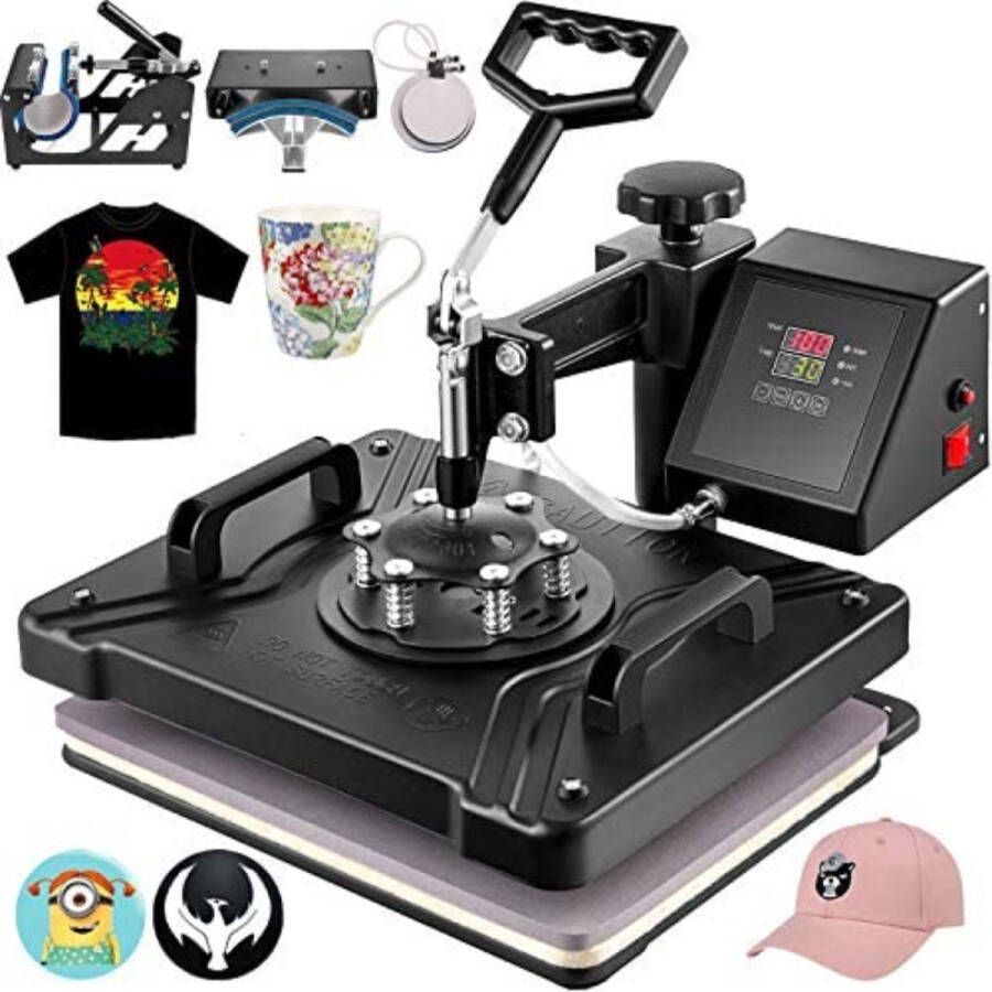 Transferpers Professionele 2-in-1 Hittepers Drukpers LCD Display Warmtepers 38x30 Opp