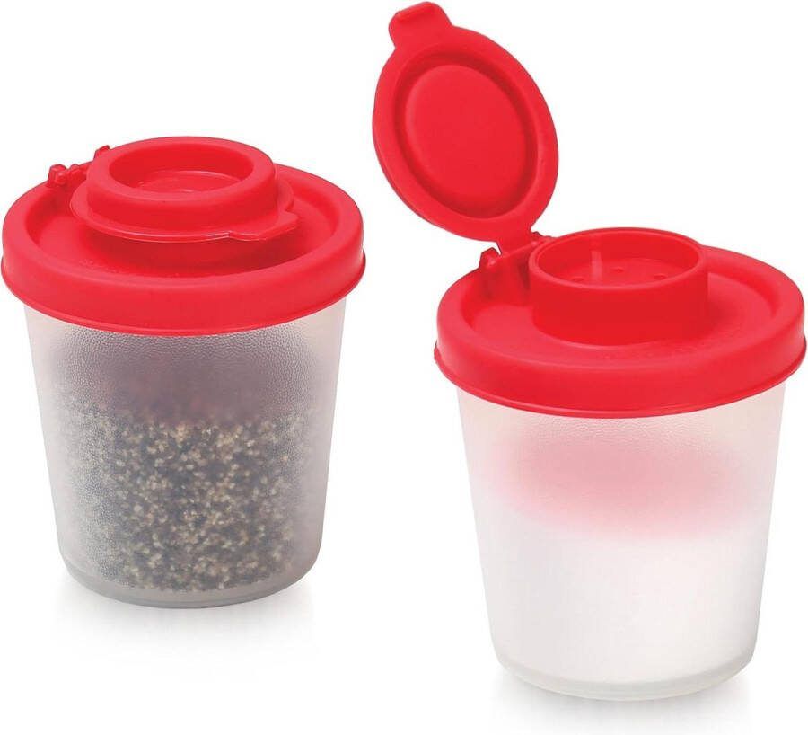 Transparant kunststof zout- en pepervaatje BPA-vrij reisset voor zout peper specerijen ideaal voor kamperen wandelen buitenkeuken bivak bushcraft 89 ml set van 2 Zoutvaatje