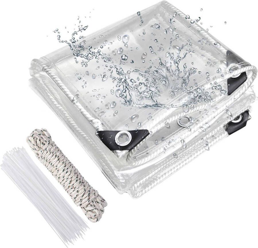 Transparant PVC Zeil 420 g m² 1 x 15 m Waterdicht Afdekzeil met Ringen en Touw Weerbestendig Tentzeil voor Regenbescherming Kas en Planten Beschermer transparent tarp