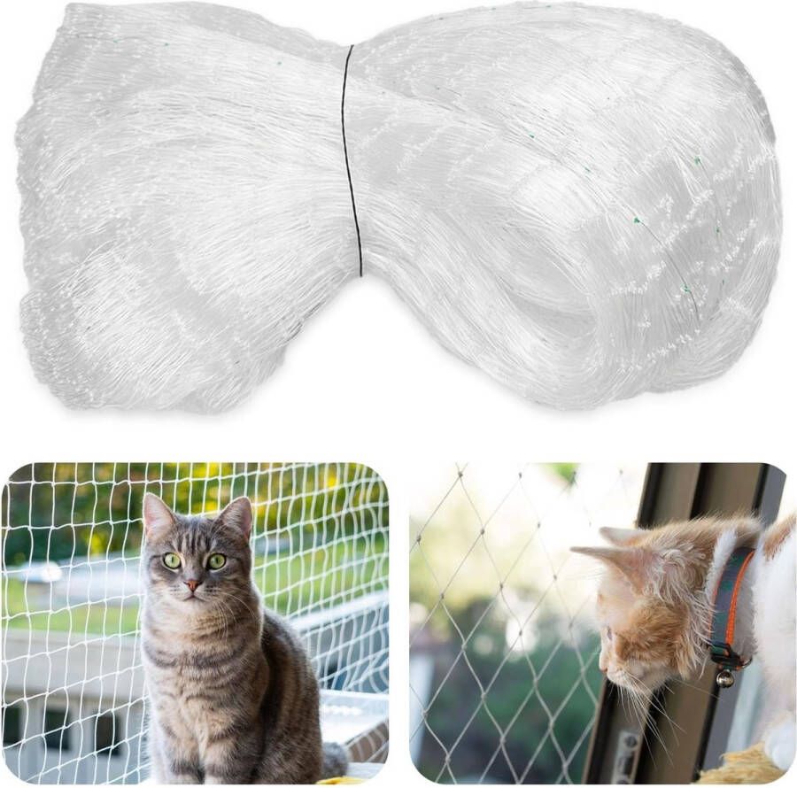 Transparant Veiligheidsnet voor Katten 5 x 5 m Eenvoudige Installatie Geen Boren Geschikt voor Balkon en Meer