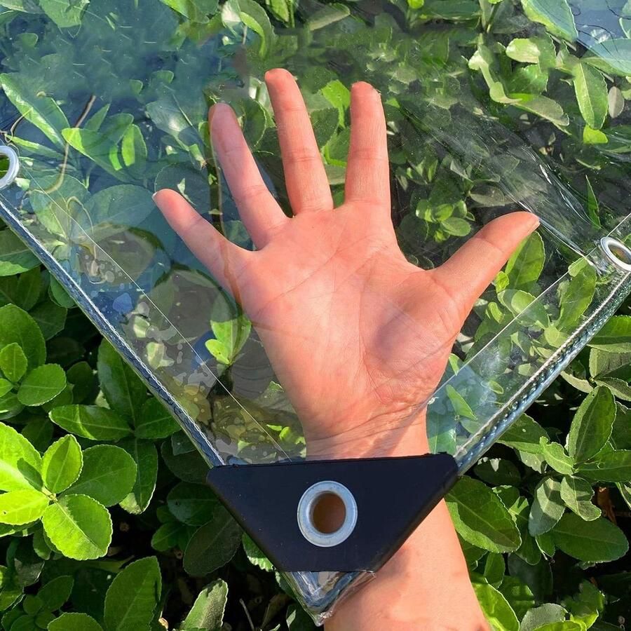 Transparant waterdicht dekzeil voor planten regenbestendige hoes met ringen 400 g m² 1 x 1 m transparent tarp