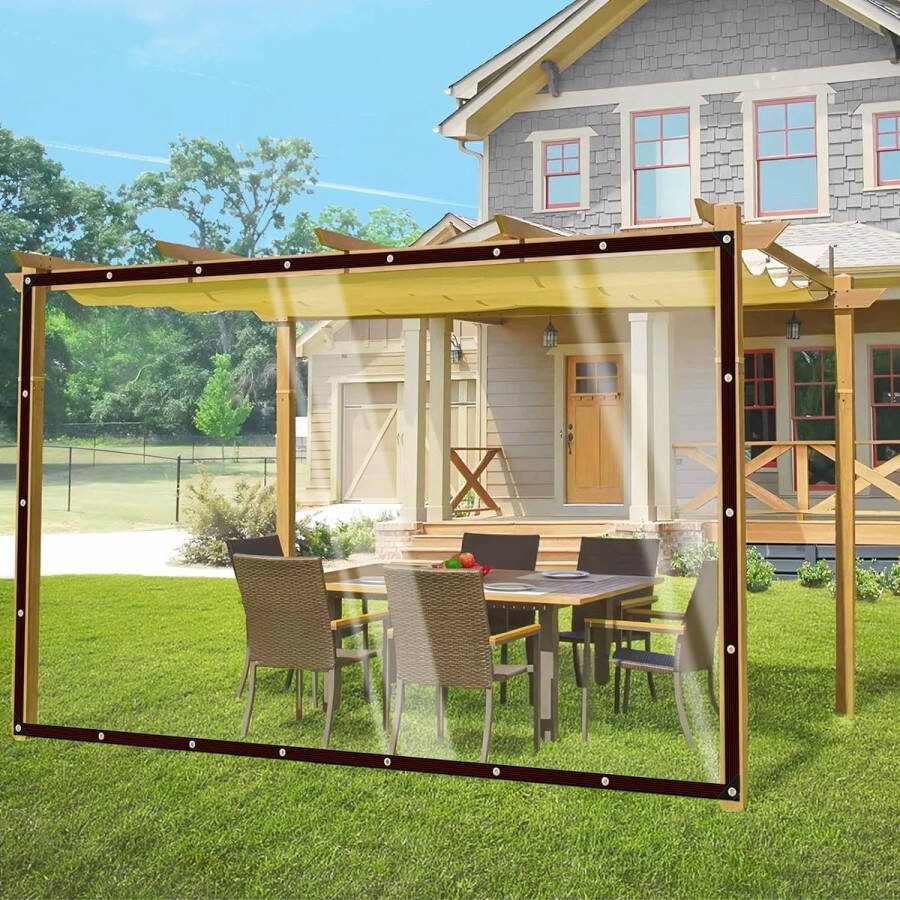 Transparant zeildoek met oogjes Waterdicht tentzeil Waterdicht zeildoek Buiten Weerbestendig Opvouwbaar Anti-UV Plant Isolatie Meubilair Stofdicht PE-materiaal (TARP 3 x 5 m)