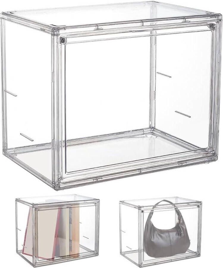 Transparante acryl vitrine met deur stappen displaystandaard voor verzamelfiguren thuisopslag 27 x 18 x 22 cm