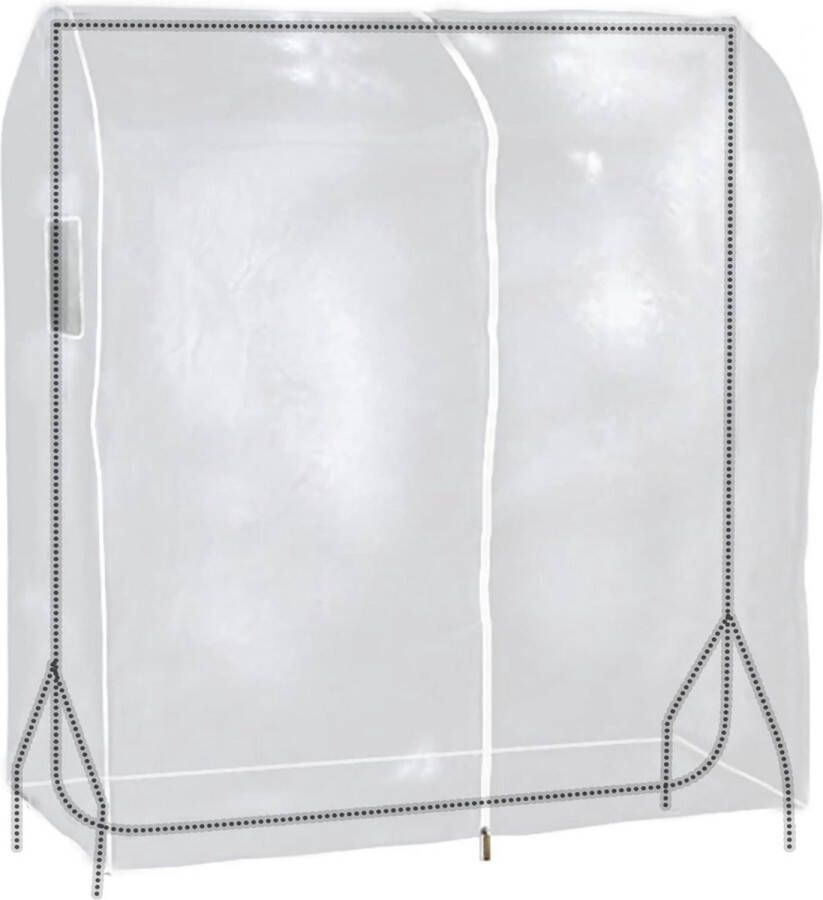 Transparante afdekking 117 x 160 x 58 cm hoes voor kledingrek met ritssluiting