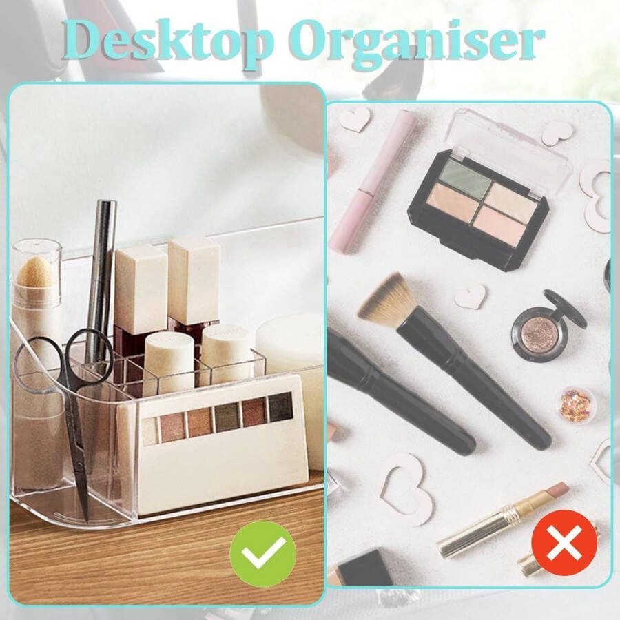 Transparante bureau-organizer cosmetica-organizer cosmetica make-uptafel organizer uitneembare cosmetica-organizer geschikt voor badkamers slaapkamers kantoren