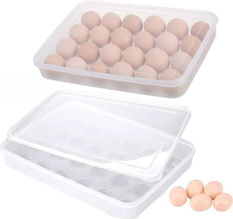 Transparante eierdoos 2 stuks Plastic eierhouder voor in de keuken Antislip dienbladen Eierdrager container voor koelkast Houdt 24 eieren