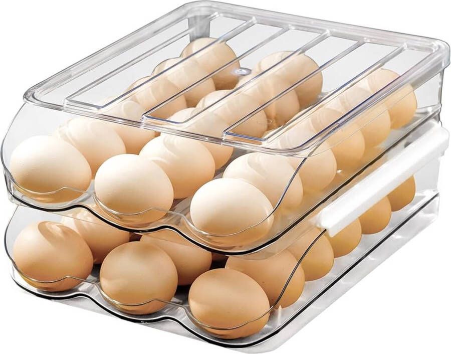 Transparante eierdoos Eieropbergdoos voor koelkast Egg organizer 2 Lagen