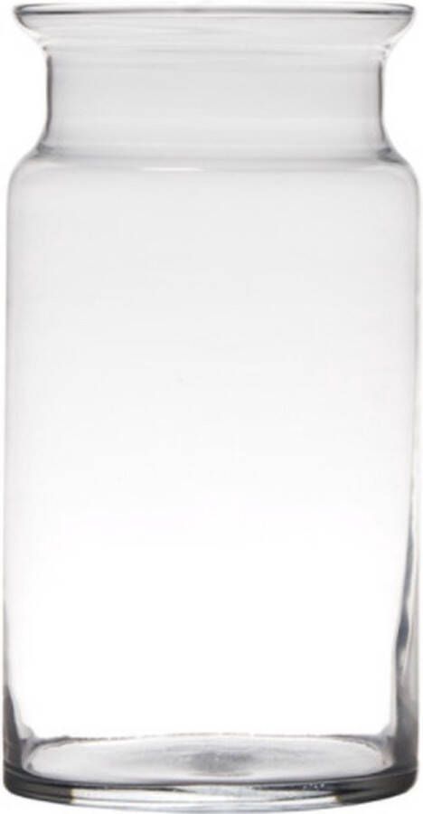 Transparante home-basics melkbus vaas vazen van glas 29 x 15 cm Bloemen takken boeketten vaas voor binnen gebruik