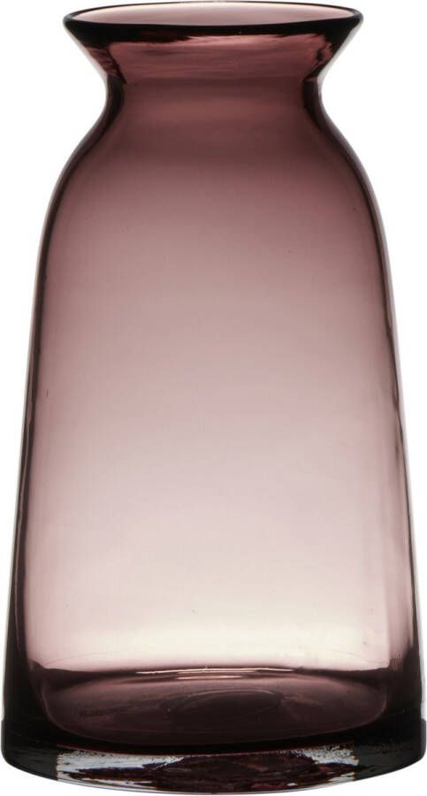 Merkloos Sans marque Transparante home-basics paars roze vaas vazen van glas 23.5 x 12.5 cm Bloemen takken boeketten vaas voor binnen gebruik