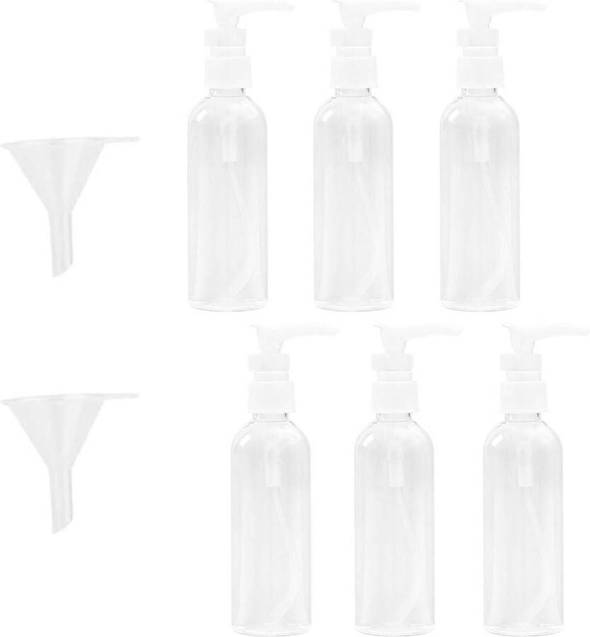 Transparante reisflessen 100 ml 6 stuks cosmetica plastic flesjes lekvrije lotiondispenser met etiketten reisflesjes 100ml
