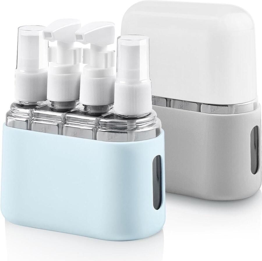Transparante Reisflessen Navulbaar voor Toiletartikelen 4-in-1 Set Spuitflessen Pompflessen Etiketten Doos reisflesjes 100ml