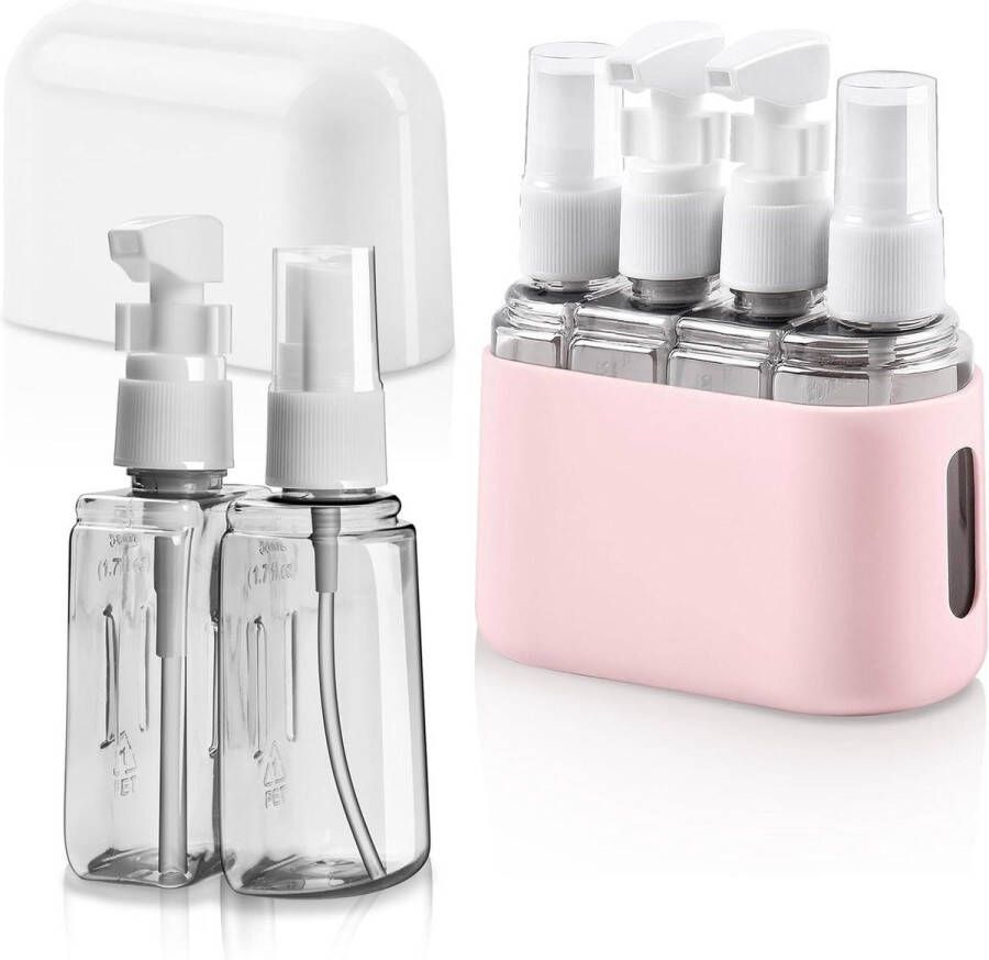 Transparante reisflessen set voor toiletartikelen 4-in-1 navulbare flessen spuitflessen pompflessen etiket doos reisflesjes handbagage