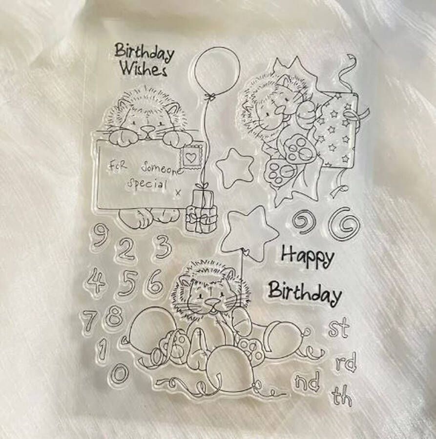 Transparante stempel Leeuw Happy Birthday clear stamp