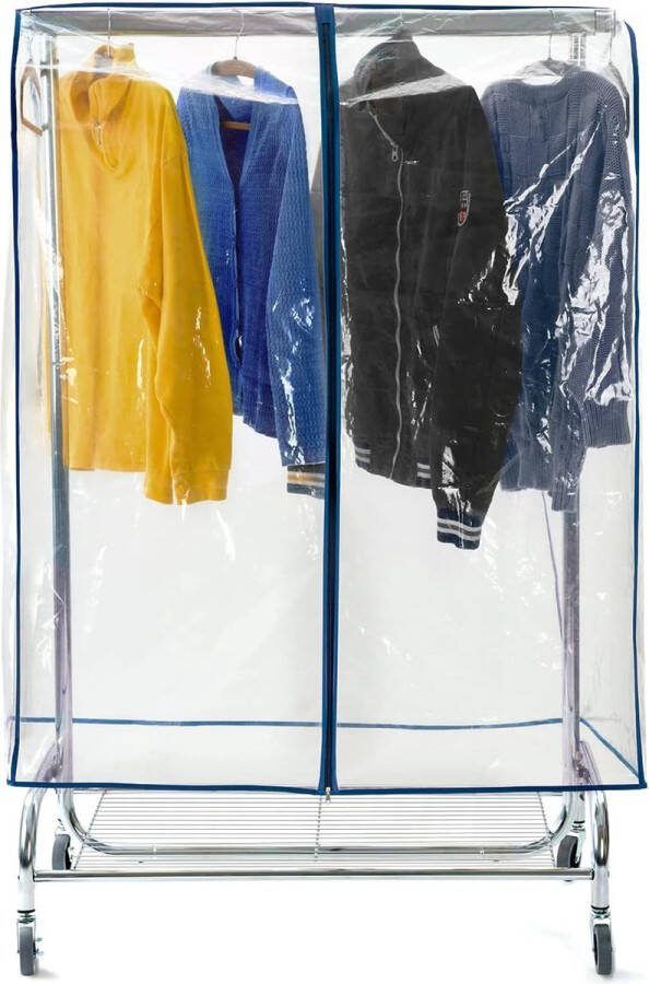 Transparante stofbescherming voor kledingrek afdekking kledingstandaard ritssluiting kledingbescherming tegen vocht geur vuil spatwater en stof lengte: 96 cm