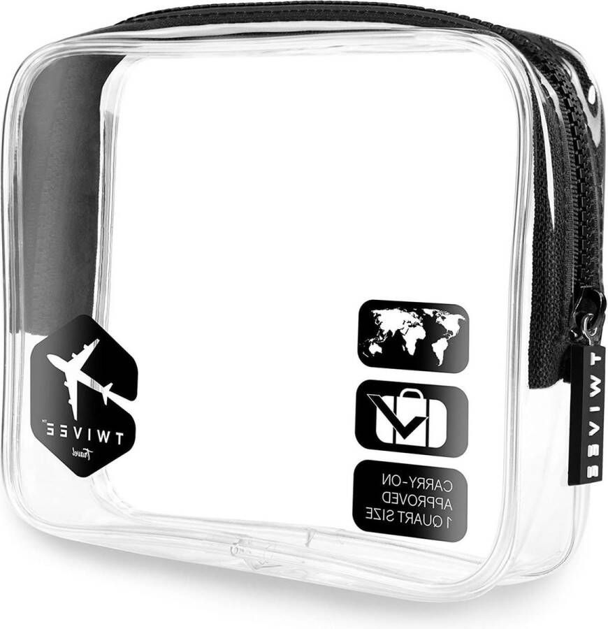 Transparante toilettas 1 liter Vloeistoffen handbagage Zwart-transparant. reisflesjes handbagage