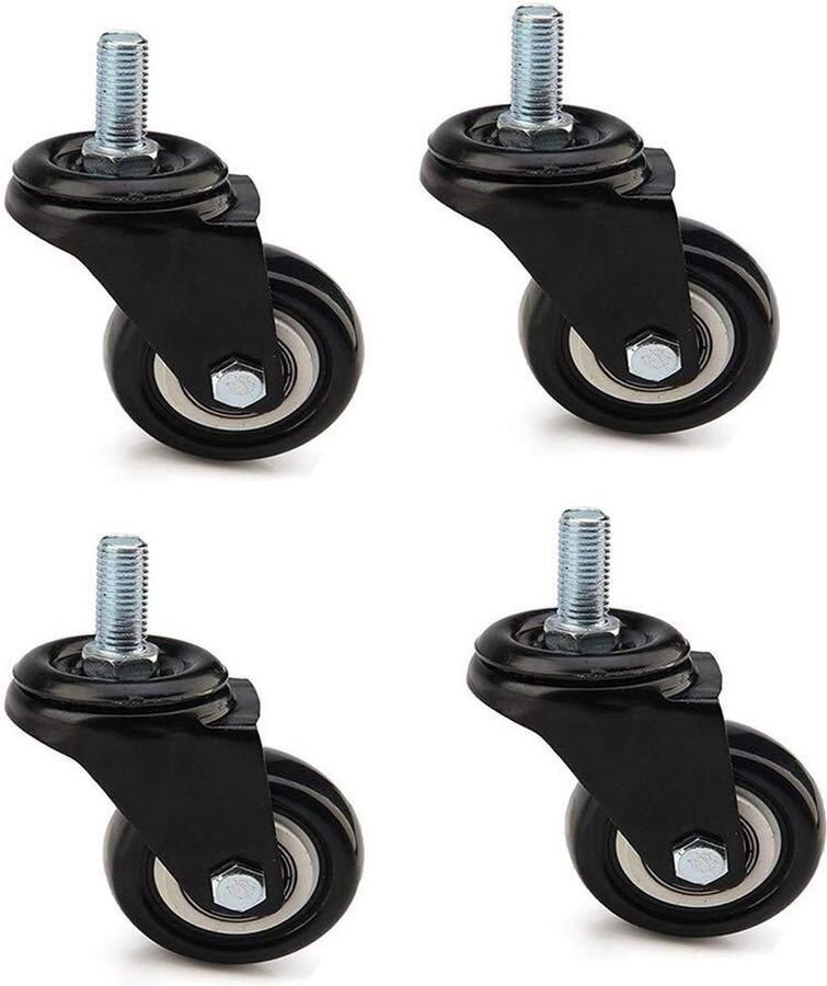 Transportwielen set van 4 Meubelwielen voor palletmeubels 40 mm M8 schroeven Zwenkwielen met 4 wielen