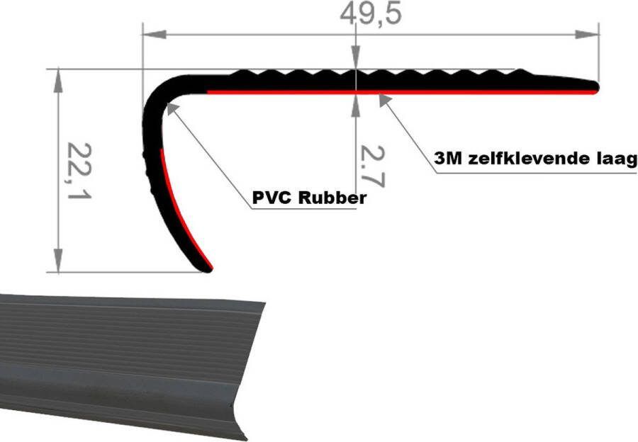Trapprofiel met zelfklevende laag van antislip rubber 115cm lengte PVC kwaliteit Zwart Rubber hoekprofiel trapneus rubber hoekprofiel trap traptrede profiel trapneusprofiel