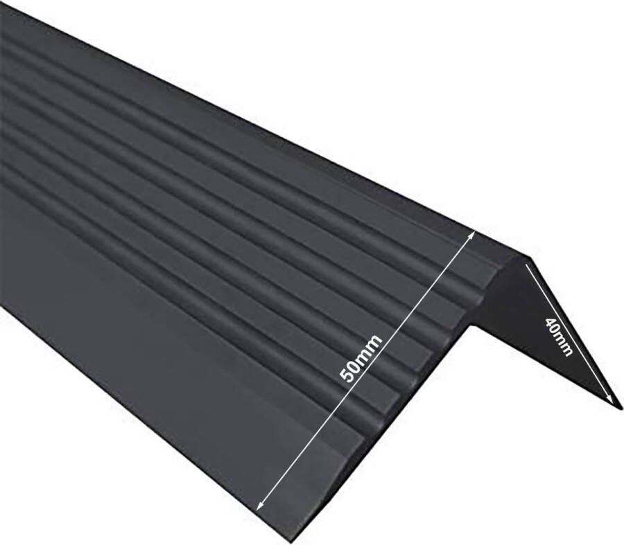 Merkloos Sans marque Rubber antislip trapprofiel EPDM kwaliteit Zwart 50x40mm x 4.5mm dik PER METER | Rubber hoekprofiel trapneus rubber hoekprofiel trap traptrede profiel trapneusprofiel