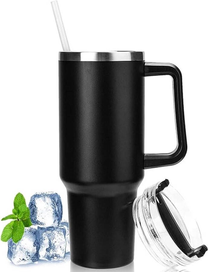 Travel Cup 40oz-1.2 l Stainless Steel Thermos Cup with Handle and Straw Drinking Cup To Go 1.2 Liter Tumbler Mug Thermos Mug Thermos Flask Thermos