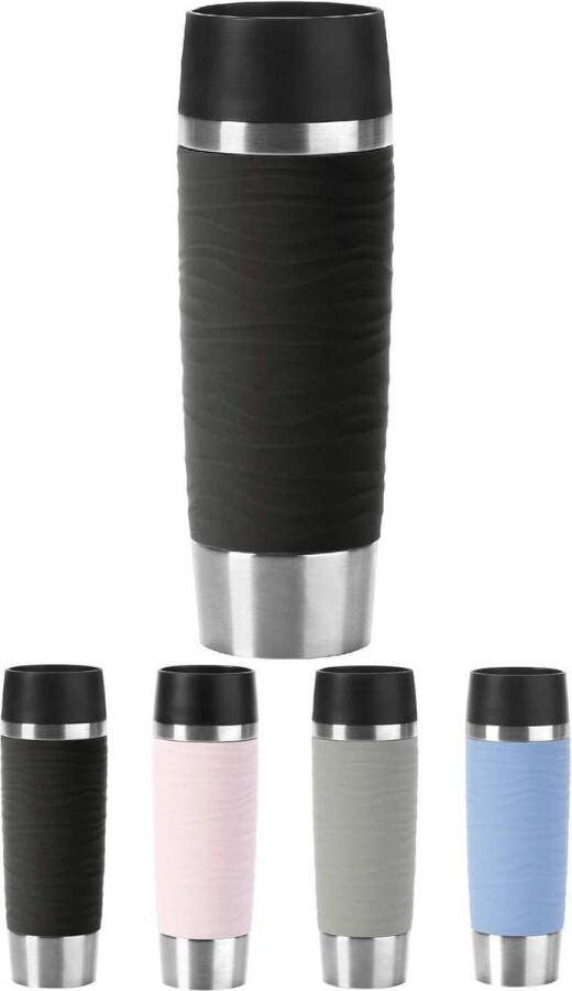 Travel Mug Thermosbeker Wave-Design 4 Uur Warm 8 Uur Koud 500 ml Zwart