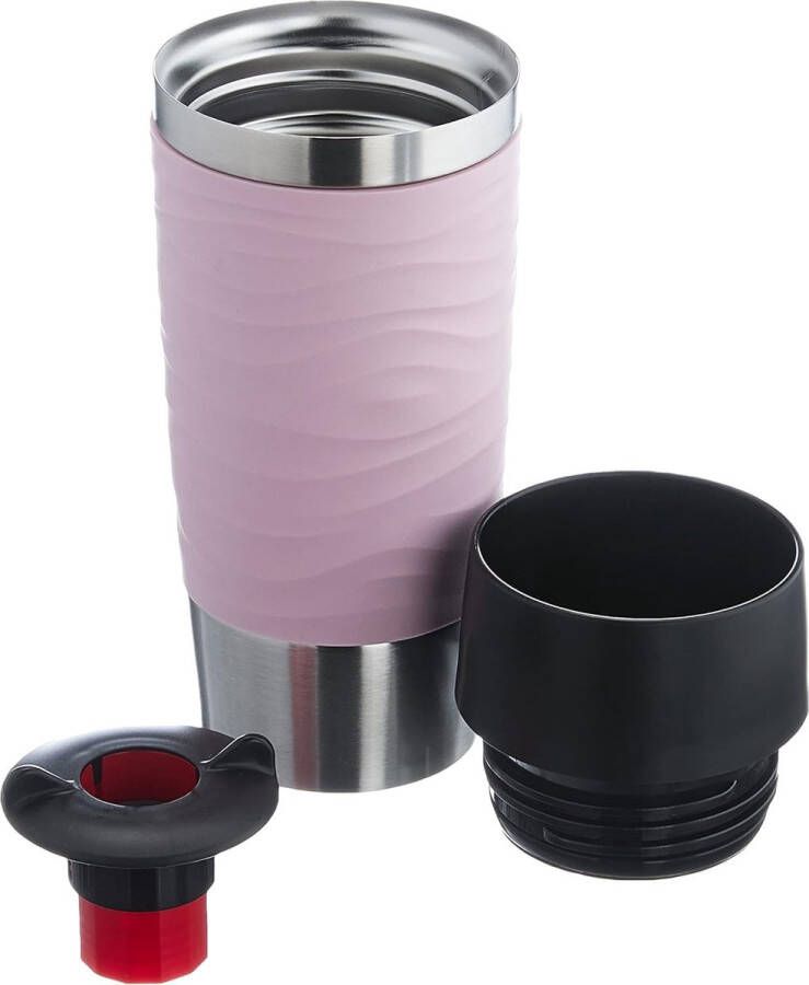 Travel Mug Wave-Design 360 ml Quick Press sluiting Poederroze