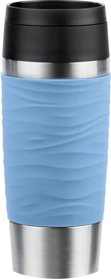 Travel Mug Wave isoleerbeker 036 liter nieuwe comfort schroefdop roestvrij staal 4 uur warm 8 uur koud 100% dicht vaatwasmachinebestendig 360° drinkopening pastel blauw