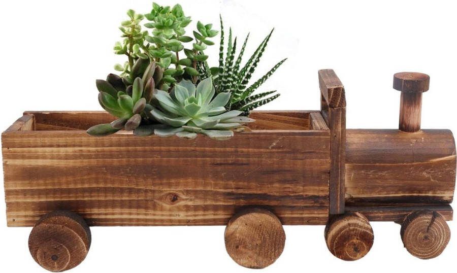 Treinvorm Houten Bloempot Teeltpotten Retro Design Stijl Planter Stevige Duurzame Ingemaakte Ornamenten voor Succulente Mini Cactusrozen
