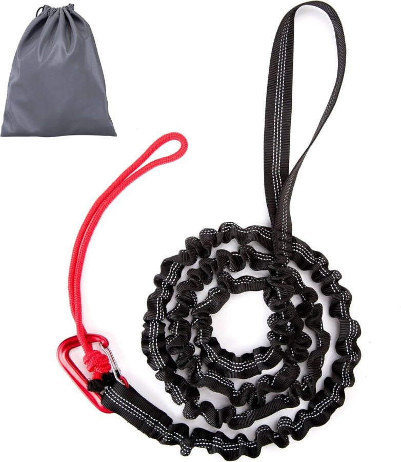 Trektouw voor kinderen bungee sleepkabel 1 7 m tot 3 m ouder-kind-trekkoord draagvermogen 200 kg voor kinderfiets mountainbike met opbergtas zwart