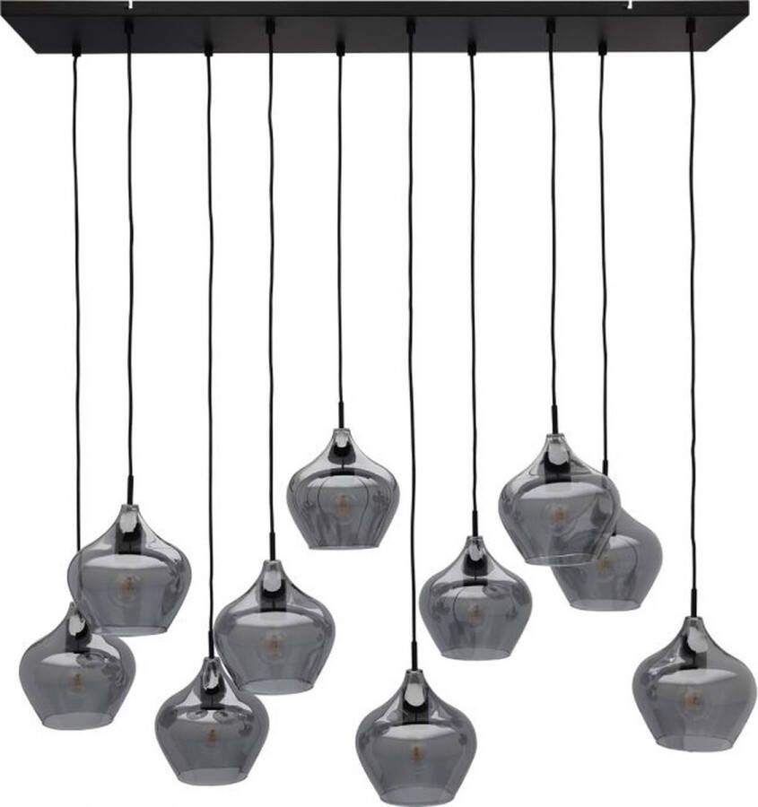Light&Living hanglamp 10L 124x35x60 cm RAKEL mat zwart+smoke