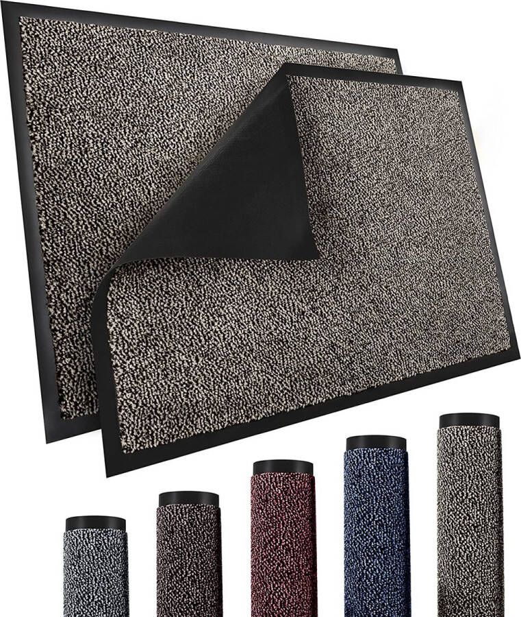 TRIBURG deurmat 60x90 beige zwart vuilopvangmat 60 x 90 weerbestendig waterdicht wasbaar deurmat buiten binnen antislip deurmat buiten en binnen
