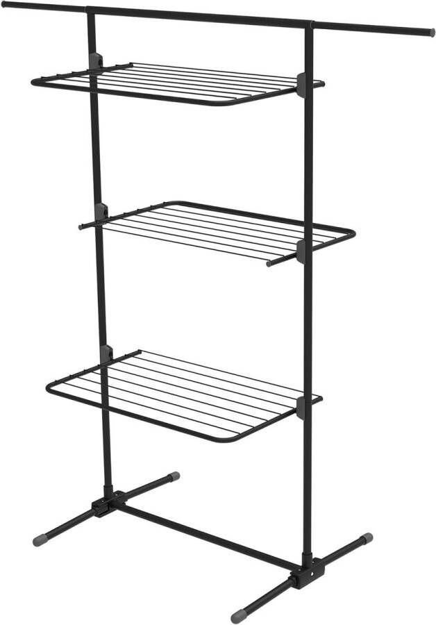 Triple+ Black Droogrek Uitklapbare Planken 70 x 58 x 137 cm 16m Droogoppervlak Design Kwaliteit Sterkste Droogrek Zweden