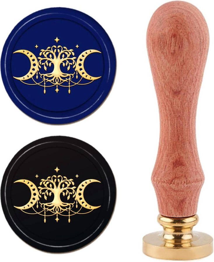 Triple Moon Godin Afdichting Stempel Halve Maan Pentagram Wax Seal Stempel Messing Stempel voor Hekserij Halloween Brieven Enveloppen Kerst