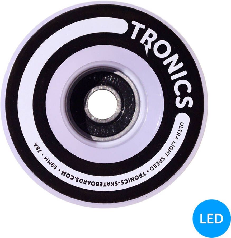 TRONICS 59mm x 38mm skateboardwielen PU wit LED blauw
