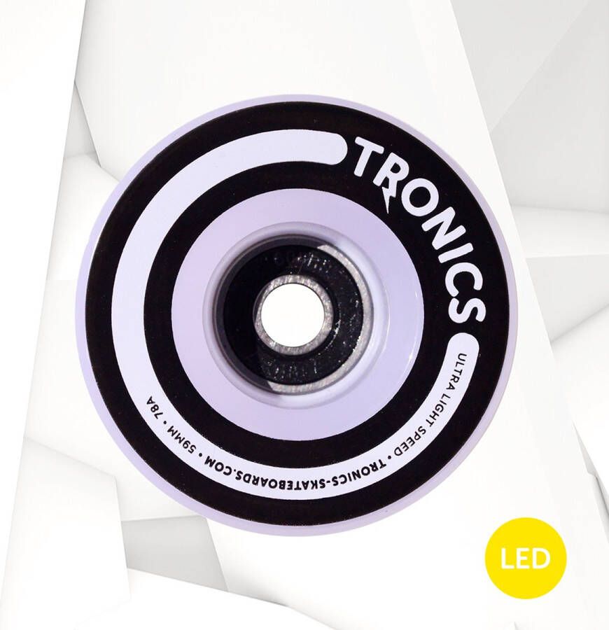 TRONICS 59mm x 38mm skateboardwielen PU wit LED geel
