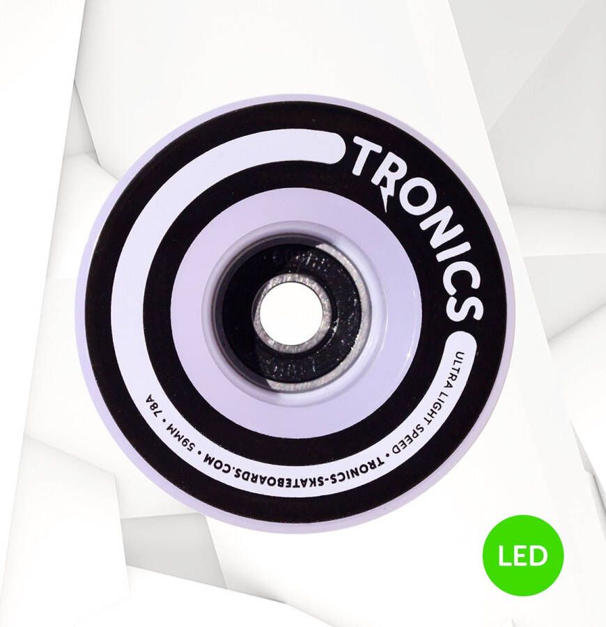 TRONICS 59mm x 38mm skateboardwielen PU wit LED groen