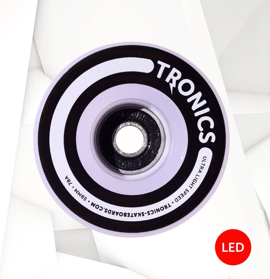 TRONICS 59mm x 38mm skateboardwielen PU wit LED rood