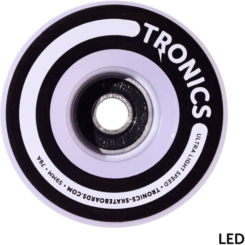 TRONICS 59mm x 38mm skateboardwielen PU wit LED wit